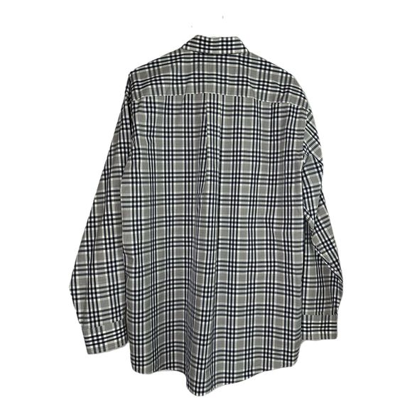 Jos. A. Bank White, Gray, & Navy Plaid Long-sleeve Dress Shirt, Large, Pre-owned - Picture 3 of 7